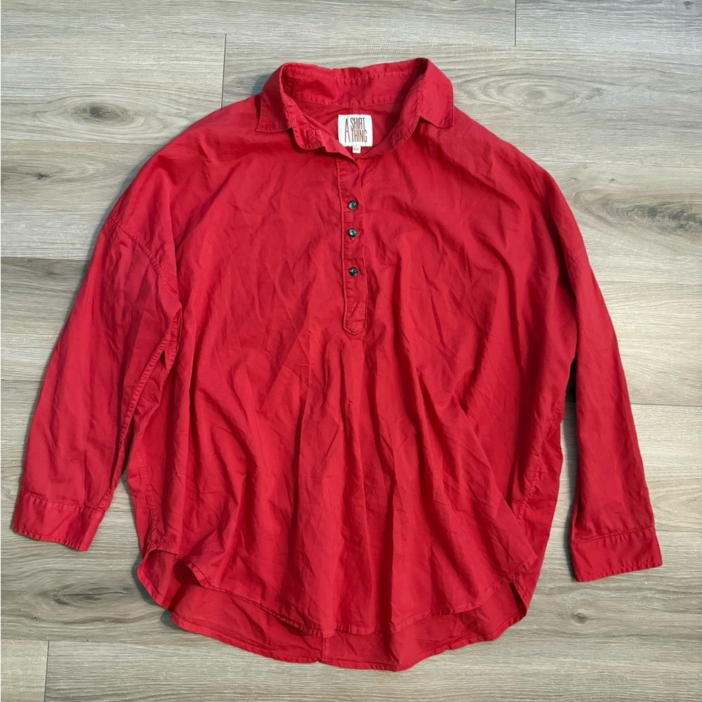 A Shirt Thing Red Cotton Button Down Shirt
